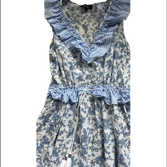 Anthropologie Magari Blue White Floral Tier Boho Midi Short Casual Dress M - Picture 4 of 9